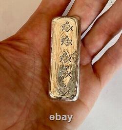 100g Silver PROOF 999 Free Maosn Masonic hand poured bar 99.9% pure solid silver