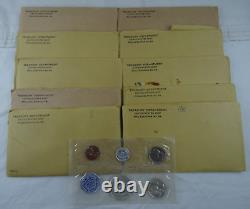 (10) 1961 US Mint Proof Sets 50 Coins Silver Original Envelope Cello Flat Pack