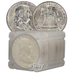 $10 Face Value Franklin Half Dollars 90% Silver 20-Coin Roll AU/BU