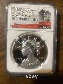 1792 2017 S 225th Anniversary Proof Silver Liberty Medal NGC PF 70 Ultra Cameo
