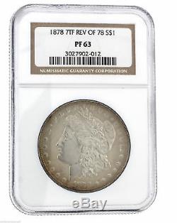 1878 7 Seven Tail Feather Reverse of 78 Morgan Silver One Dollar NGC PF 63 Coin
