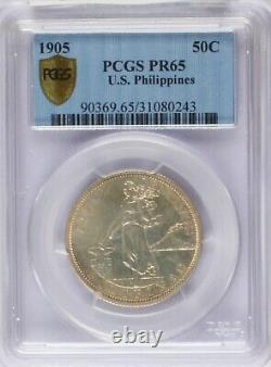 1905 Philippines 50 cents PCGS MS Proof 65. Pop 8 coins only