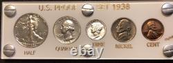 1938 US Mint Silver PROOF Set Gem Coins White Capital Holder