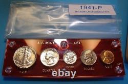 1941 MINT SILVER SET U. S. COINS LUSTROUS CHOICE up to GEM BRILLIANT UNCIRCULATED