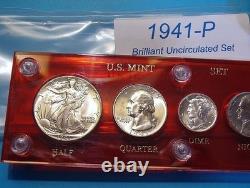 1941 MINT SILVER SET U. S. COINS LUSTROUS CHOICE up to GEM BRILLIANT UNCIRCULATED