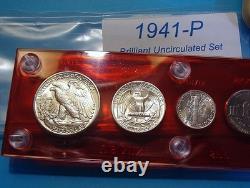 1941 MINT SILVER SET U. S. COINS LUSTROUS CHOICE up to GEM BRILLIANT UNCIRCULATED