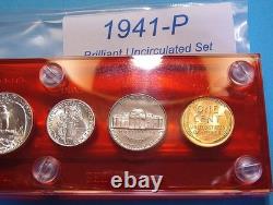 1941 MINT SILVER SET U. S. COINS LUSTROUS CHOICE up to GEM BRILLIANT UNCIRCULATED