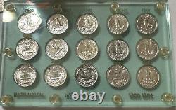 1950-1964 Washington Silver Quarter Proof Set 15 Coins In Capital Holder