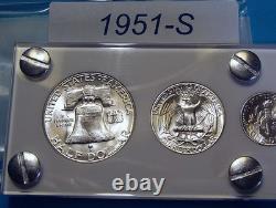 1951-S MINT SILVER SET U. S. COINS LUSTROUS CHOICE to GEM BRILLIANT UNCIRCULATED