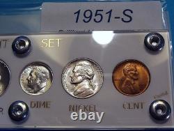 1951-S MINT SILVER SET U. S. COINS LUSTROUS CHOICE to GEM BRILLIANT UNCIRCULATED