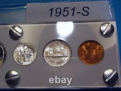 1951-S MINT SILVER SET U. S. COINS LUSTROUS CHOICE to GEM BRILLIANT UNCIRCULATED