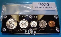 1953-S MINT SILVER SET U. S. COINS LUSTROUS CHOICE to GEM BRILLIANT UNCIRCULATED