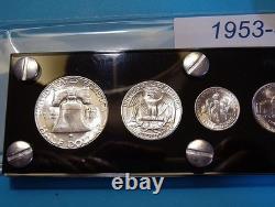 1953-S MINT SILVER SET U. S. COINS LUSTROUS CHOICE to GEM BRILLIANT UNCIRCULATED