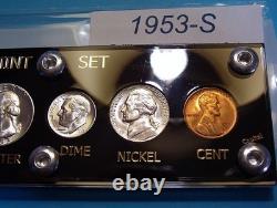 1953-S MINT SILVER SET U. S. COINS LUSTROUS CHOICE to GEM BRILLIANT UNCIRCULATED