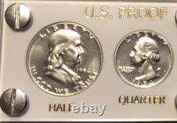 1954 US Silver Proof Set Frosty Gem Coins White Capital Holder Display Box