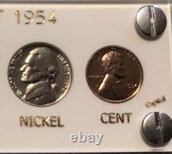 1954 US Silver Proof Set Frosty Gem Coins White Capital Holder Display Box