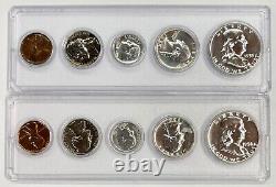 1955 1956 US Mint %90 Silver Proof Set in Plastic Holders 10 Coin Set