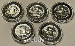 1955,56,57,58,59 Franklin half dollar Gem 90% Silver Proof 5 coin set
