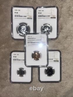 1955 Silver Proof 5-Coin Set NGC Certified, 1c, 5c, 10c, 25c, 50c