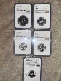 1955 Silver Proof 5-Coin Set NGC Certified, 1c, 5c, 10c, 25c, 50c