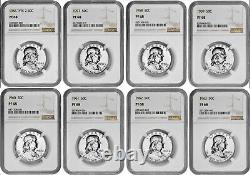 1956 Type 2 to 1963 Silver Proof Franklin Half Dollar NGC PF 68 Eight Coin Lot