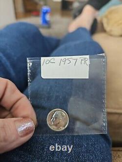 1957 Silver Proof Roosevelt Dime Ten-Cent Coin 10c United States 10 Cents