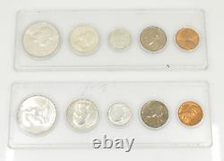 1958 P & D US Mint Proof Set Whitman Slide 10 Coins 90% Silver Franklin Half