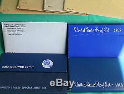 1960 1969 TEN Annual United States Mint Proof Sets 50 Coins Lot of 10 Years