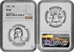 1961 1963 50c Silver Proof Franklin Half Dollar NGC PF 68 Three Coin Lot