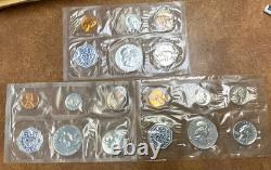 1961 3 silver Proof Sets, No Envelopes, coins sealed
