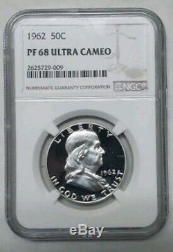 1962 Proof Franklin Silver Half Dollar 50c Coin PF68 Ultra Cameo Lot A 109