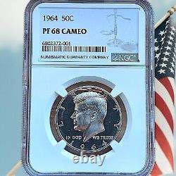 1964 50C Silver Proof Kennedy Half Dollar NGC PF 68 Cameo Coin $135 Price Guide