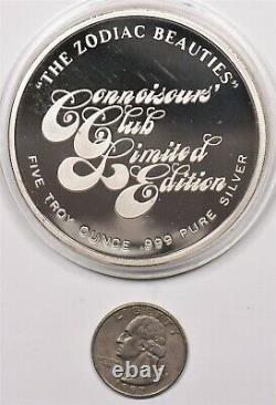 1970 ca naked woman Proof Cancer Zodiac beauties 5oz pure silver connoisours c