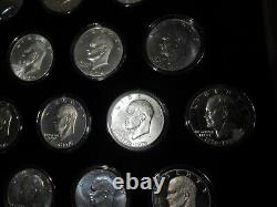 1971-1978 Complete Unc. Eisenhower 32 Coins Dollars Set, Includes Silver & Proof