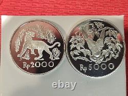 1974 Indonesia Silver Proof Tiger/Orangutan Coins-Incredible Cameo as Pictured