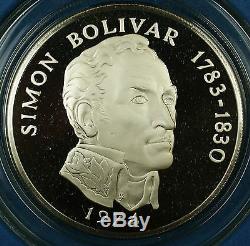 1974 Panama 20 Balboas Simon Bolivar Silver Proof Commemorative Coin-withBox