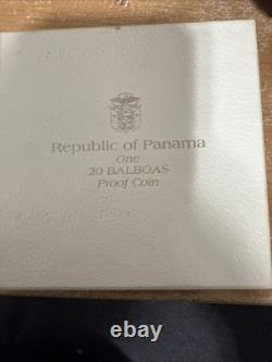1974 Panama Simon Bolivar 20 Balboas Sterling Silver Proof Large Coin 129.6 Gram