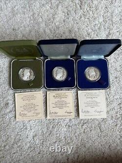 1976, 1977, 1978 Singapore Silver Proof $1 Coins Set In Original Boxes WithCOAs