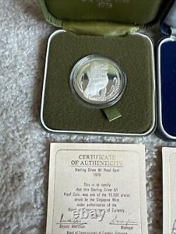 1976, 1977, 1978 Singapore Silver Proof $1 Coins Set In Original Boxes WithCOAs