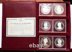 1977 The Cayman Islands Silver Queens Collection with 6 Silver Proof coins $25/$50