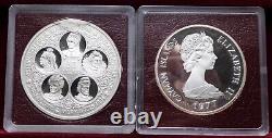 1977 The Cayman Islands Silver Queens Collection with 6 Silver Proof coins $25/$50