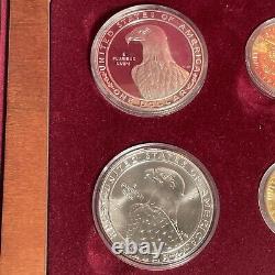 1983-1984 Olympic 6-Coin Set 2 $10 Gold Eagles, 4 Silver Dollars, Wood Box, COA