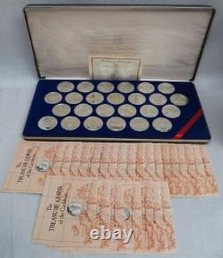 1985 Silver Proof Treasure Coins Of The Caribbean 25 Coins & Coa Set
