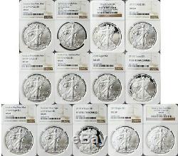 1986-2019 Silver Eagle NGCSet of 61 COINS! Proof & Biz StrikeAll MS/PF-69
