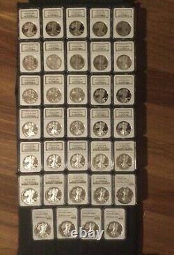1986-2020 Proof Silver American Eagle Complete Set of 34 Coins NGC PR69 UC