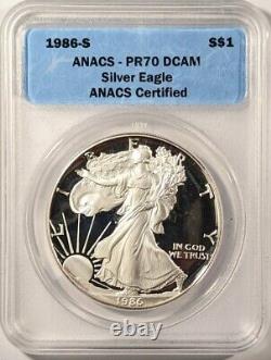 1986 Proof American Silver Eagle ANACS PR70 0004