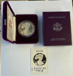 1986 S America Silver Eagle $1 Dollar Proof Coin Boxed with COA Item Gem