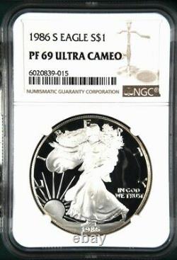 1986 S Proof Silver Eagle Ngc Pf 69 Ultra Cameo