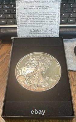 1986 Silver Eagle Proof 1 Troy Pound. 999 Fine Proof GORGEOUS