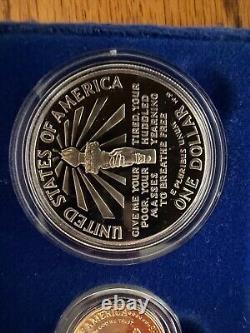 1986 US Mint Liberty Proof Set $5 GOLD-$1 Silver -Half Dollar-3 Coins